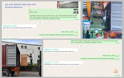 Envío de máquinas de moldeo y precalentamiento de artículos de melamina de la fábrica Shunhao