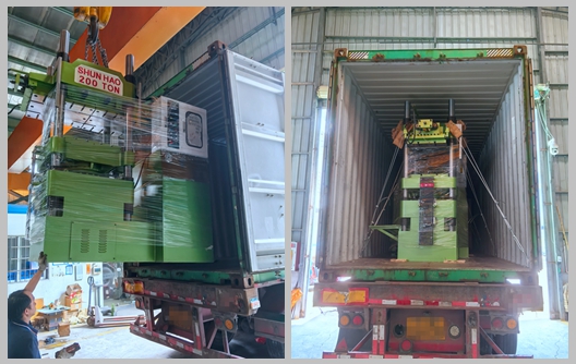 Envío de la máquina de moldeo de melamina Shunhao de 200 toneladas y equipo de precalentamiento