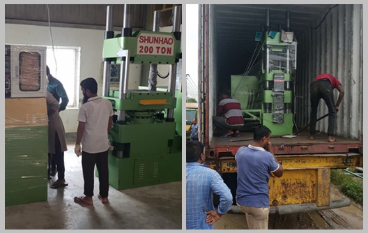 Máquinas de moldeo de melamina Shunhao de 150 y 200 toneladas descargadas en la fábrica del cliente