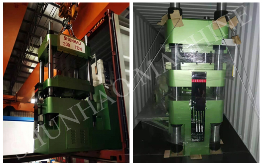 Envío de máquinas Shunhao: máquina de moldeo por compresión de melamina de 200 toneladas